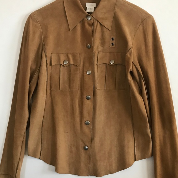 Illia Tops - Illia Suede Snap Front Shirt size 6